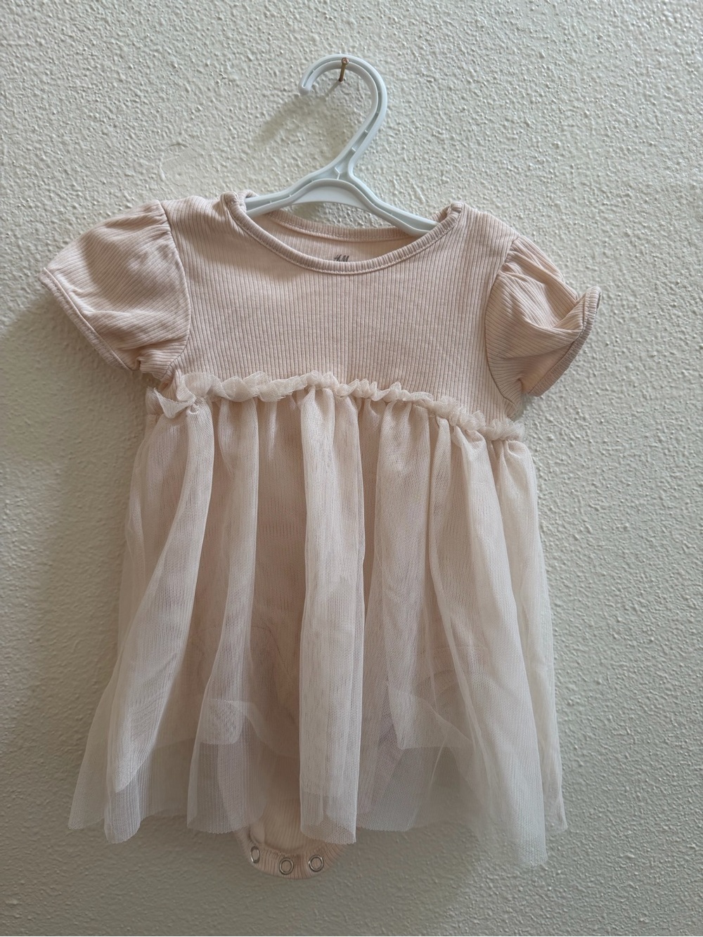 H&M Light Blush Pink Tulle Baby Bodysuit Dress